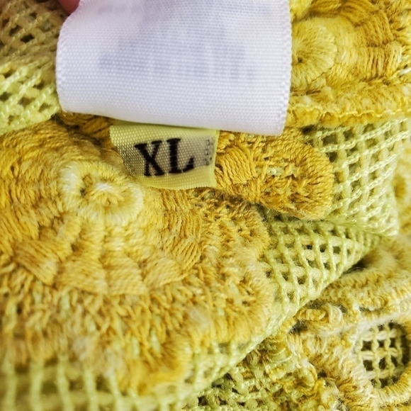 LANGUAGE DRESS SLEEVELESS FRINGE MUSTARD YELLOW EMBROIDERED FLORAL WOMANS ( XL ) - Picture 10 of 15